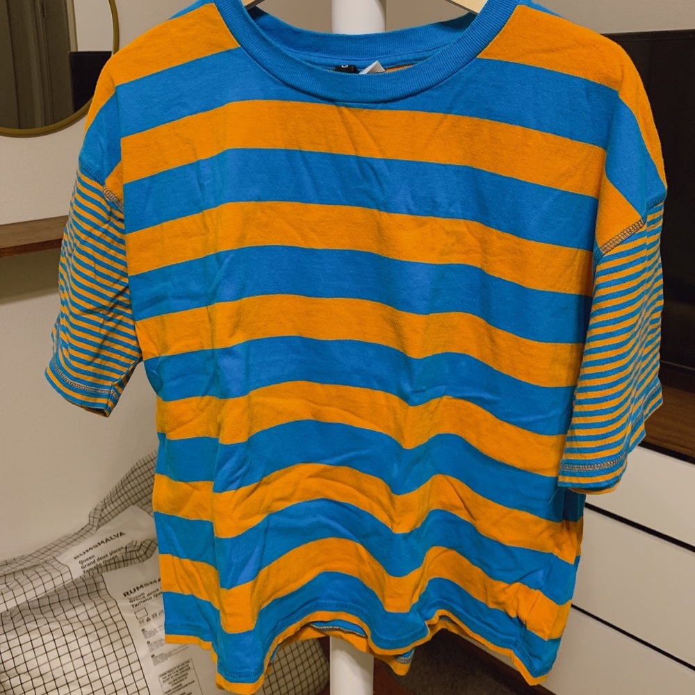 BDG Blue & Yellow-Orange Striped Shirt
